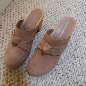 Loeffler Randall Tan Suede Bow Mules